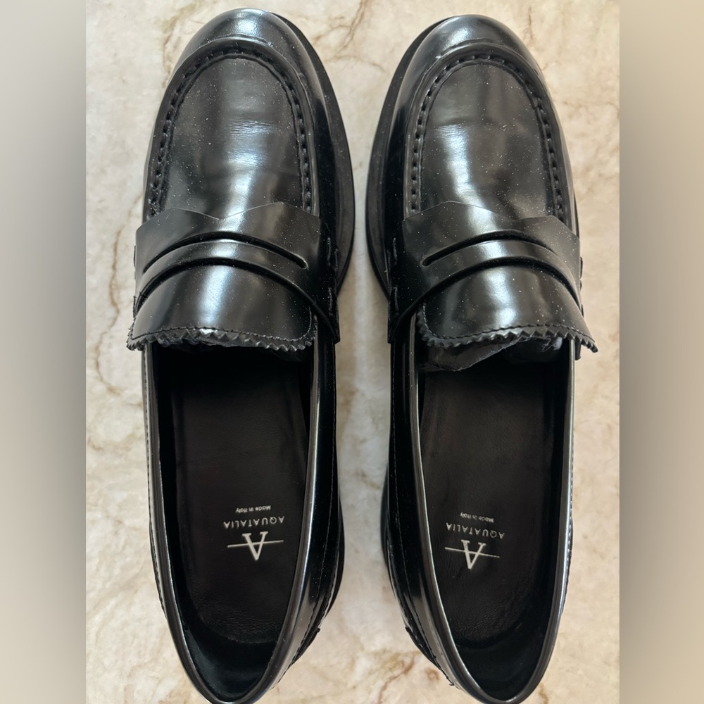 Aquatalia Women's Black Leather Loafers